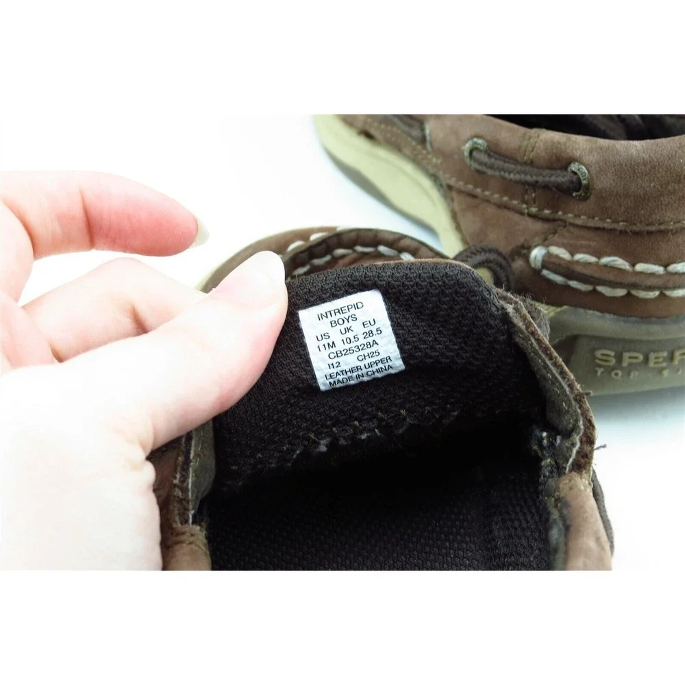 Sperry Top-Sider Toddler Boys 11‎ Medium Brown Boat Shoe Leather Interpid